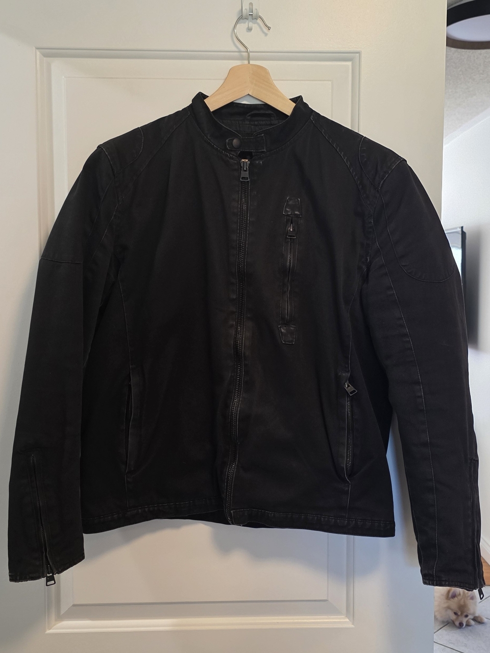Levi's Men's Black Coated Canvas Moto Bomber Jacket M Marc New York Build